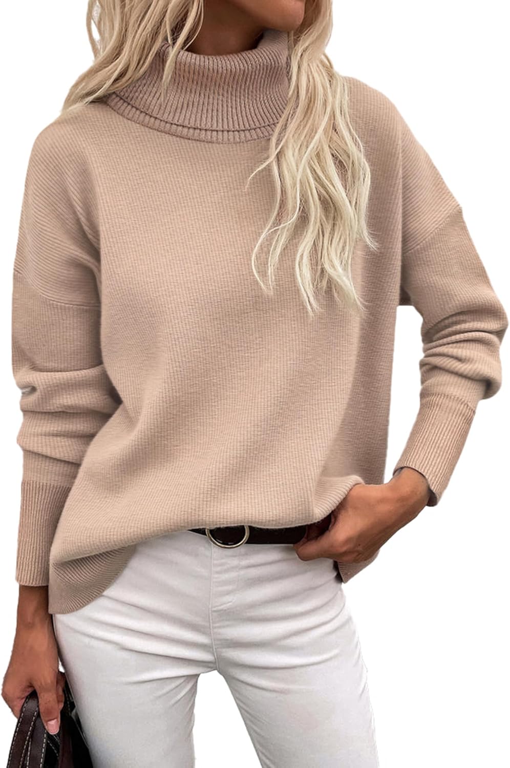 Dokotoo Women’s Open Front Long Sleeve Chunky Knit Cardigan Sweater – Beige