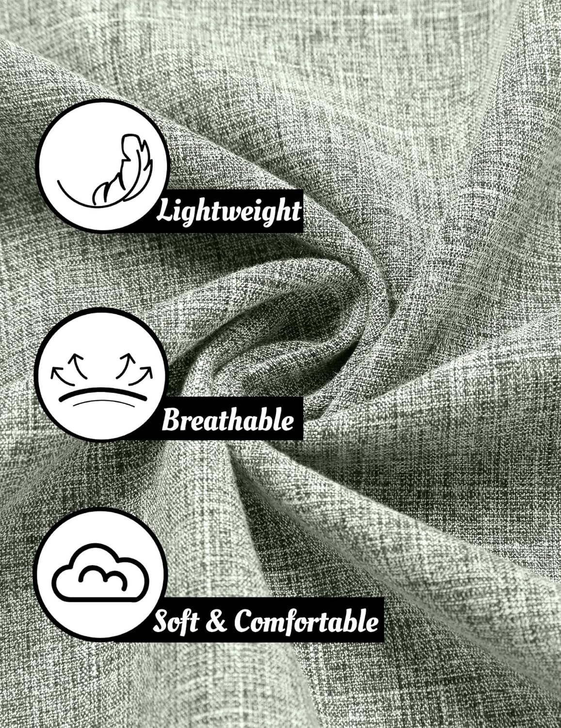 COOFANDY Men’s Casual Button Down Linen Shirt Long Sleeve Lightweight Beach Shirt – White
